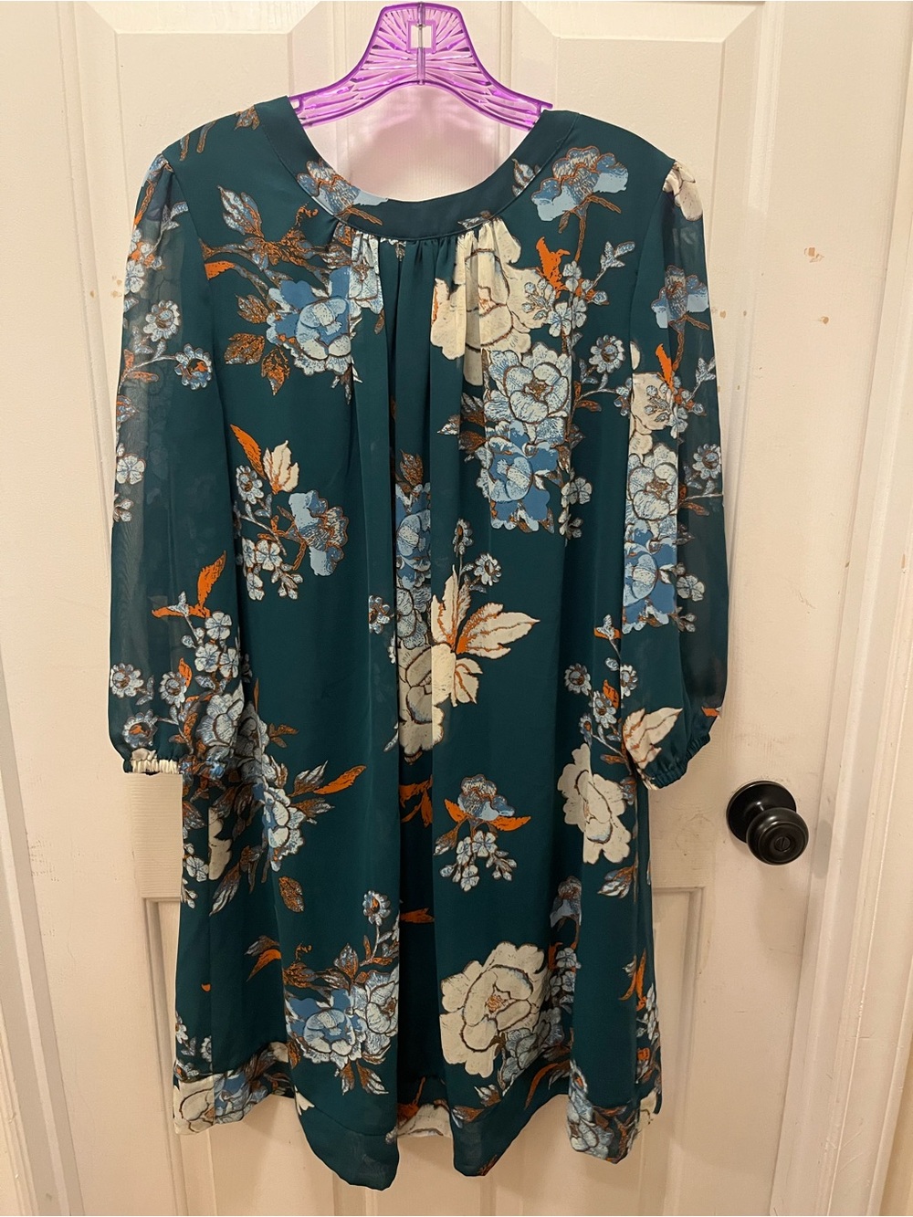 LIKE NEW Eva Mendes Emerald Green Sheer Floral Mini Dress - Sz Medium